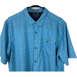 William Murray Golf Shirt Mens Large Geometric Blue Celtic Knot Heritage